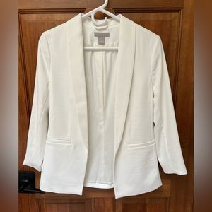 H&M 3/4 sleeve open blazer—ecru/white